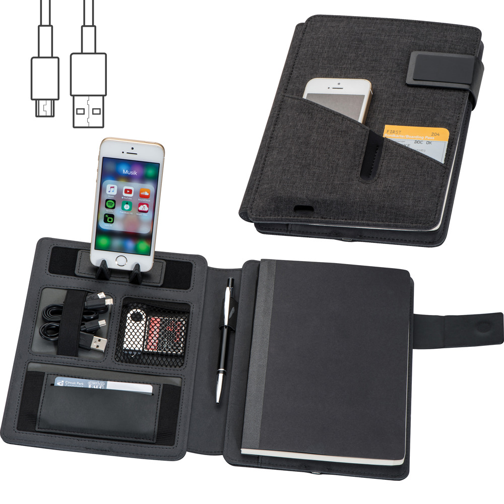 A5 Schrijfmap met powerbank
