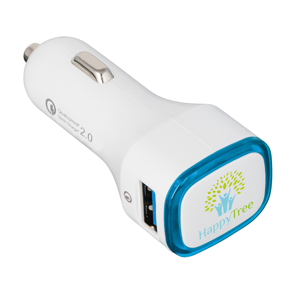 USB car charger Quick Charge 2.0® COLLECTION 500 - lichtblauw, wit / lichtblauw