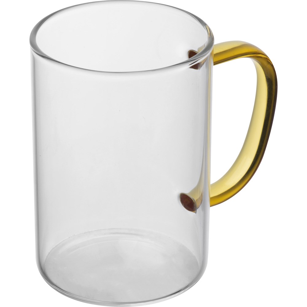 Theeglas met gekleurd oortje - geel