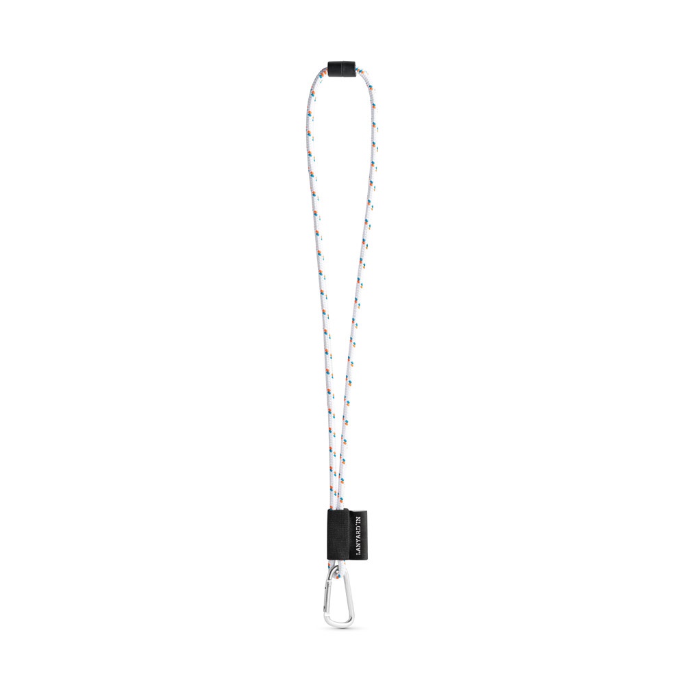 75091. SET Lanyard NAUTIC Lang (Ø 7 mm) met 55 mm D-vormige karabijnhaak en Ø 7 mm veiligheidssluiting - 301 - Wit