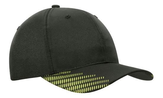 Ademende Poly Twill met klep flash print (4007) - Zwart/Groen