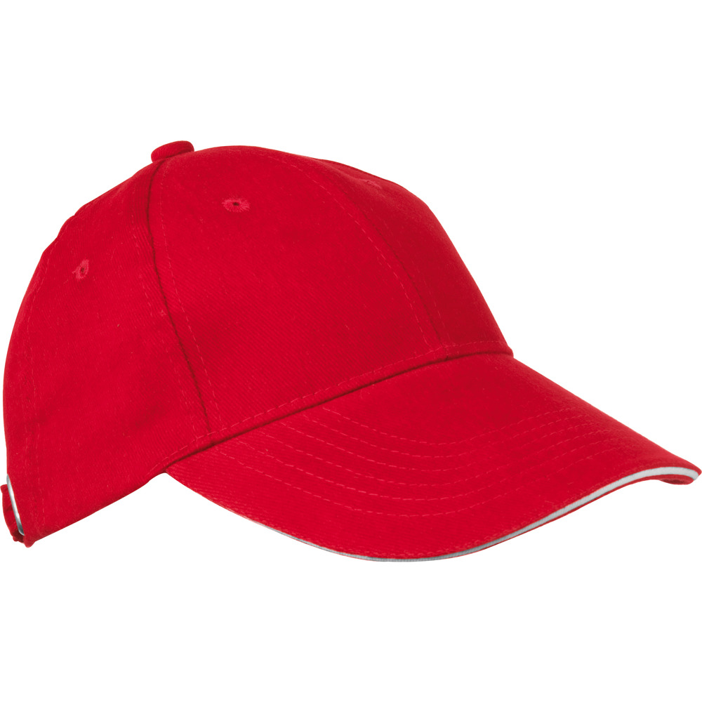 6-panel sandwich katoenen baseballcap - Rood