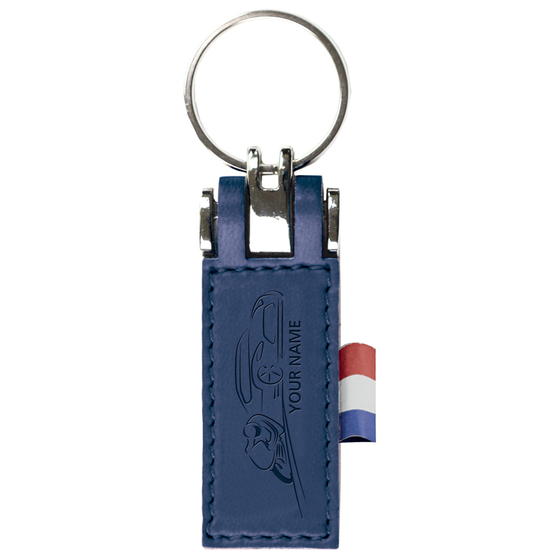 Sleutelhanger P02510F, Leder, Zwart - Blauw