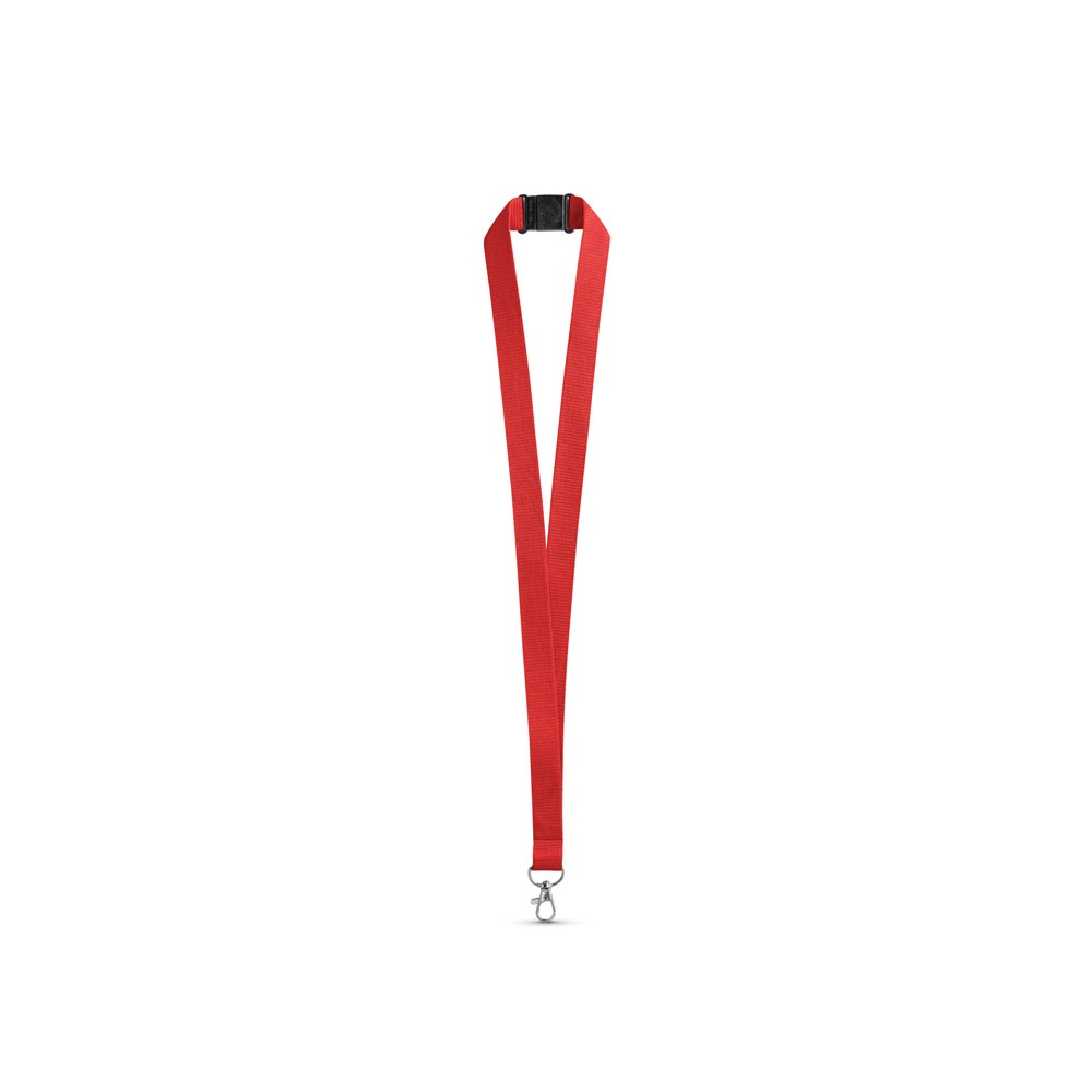 LEEDS. Polyester lanyard met veiligheidssluiting - Rood