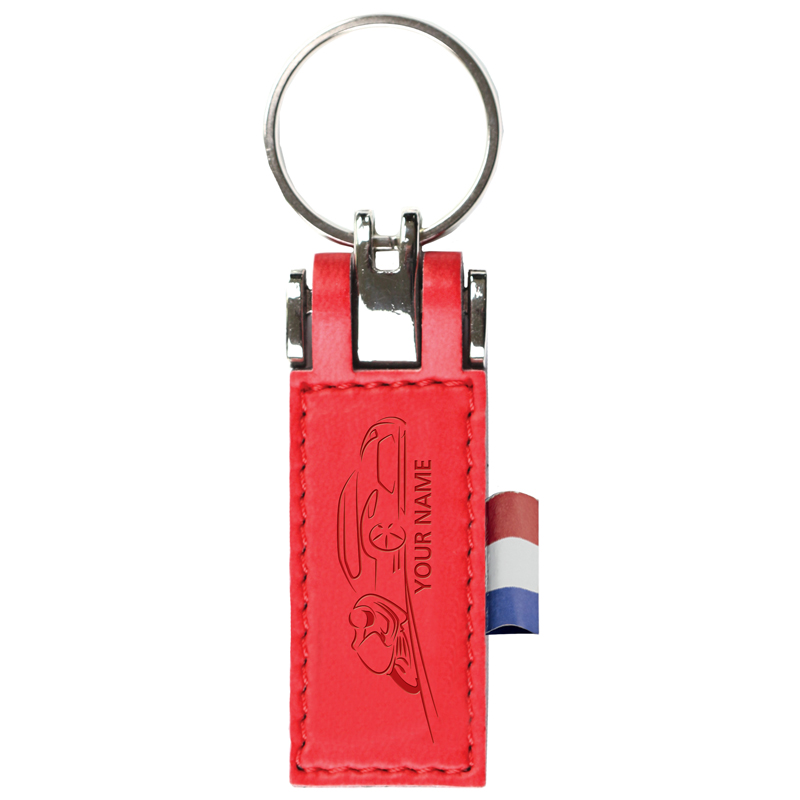 Sleutelhanger P02510F, Leder, Zwart - Rood