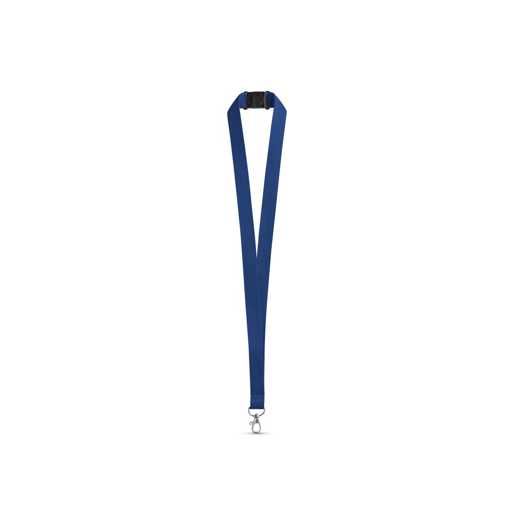 LEEDS. Polyester lanyard met veiligheidssluiting - Blauw