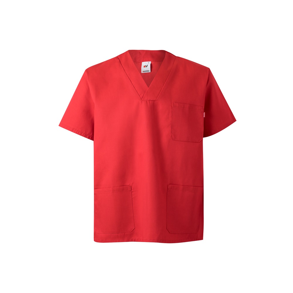 VL ILLAPA. Tuniek van keperstof (190g/m²) met korte mouwen, van polyester (65%) en katoen (35%) - Rood