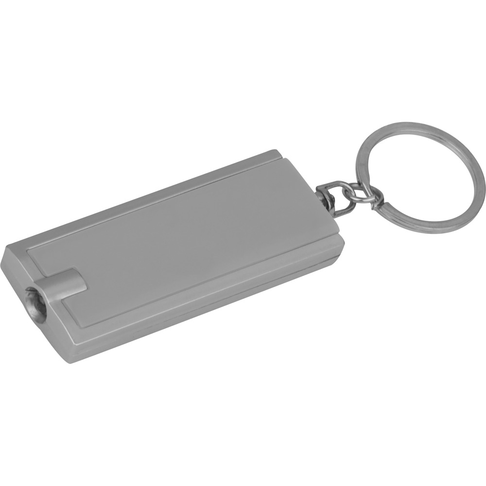 Sleutelhanger met wit LED lampje - Zilvergrijs