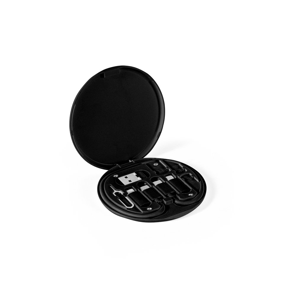 SYSTROM. Gerecycled ABS (100% rABS) supersnelle oplaadkabel en adapter set - Zwart