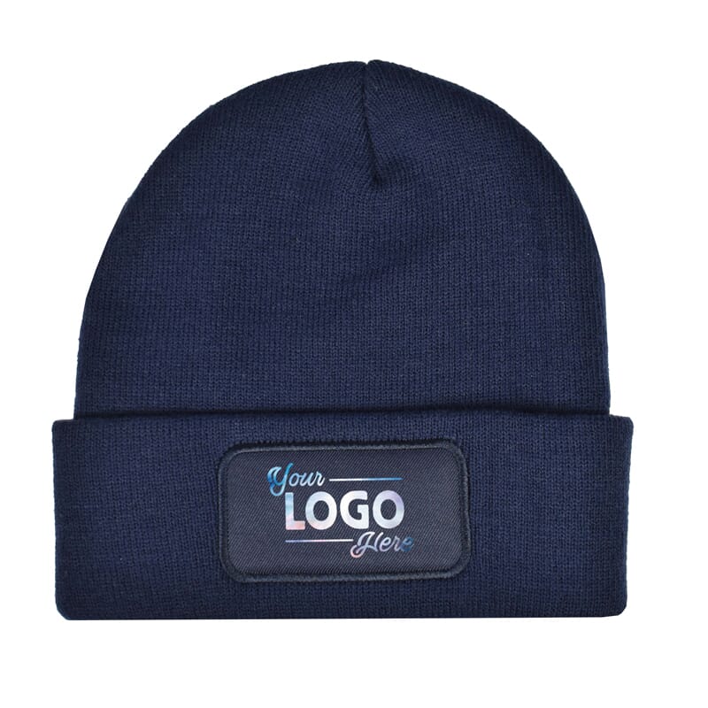 Gebreide muts met label