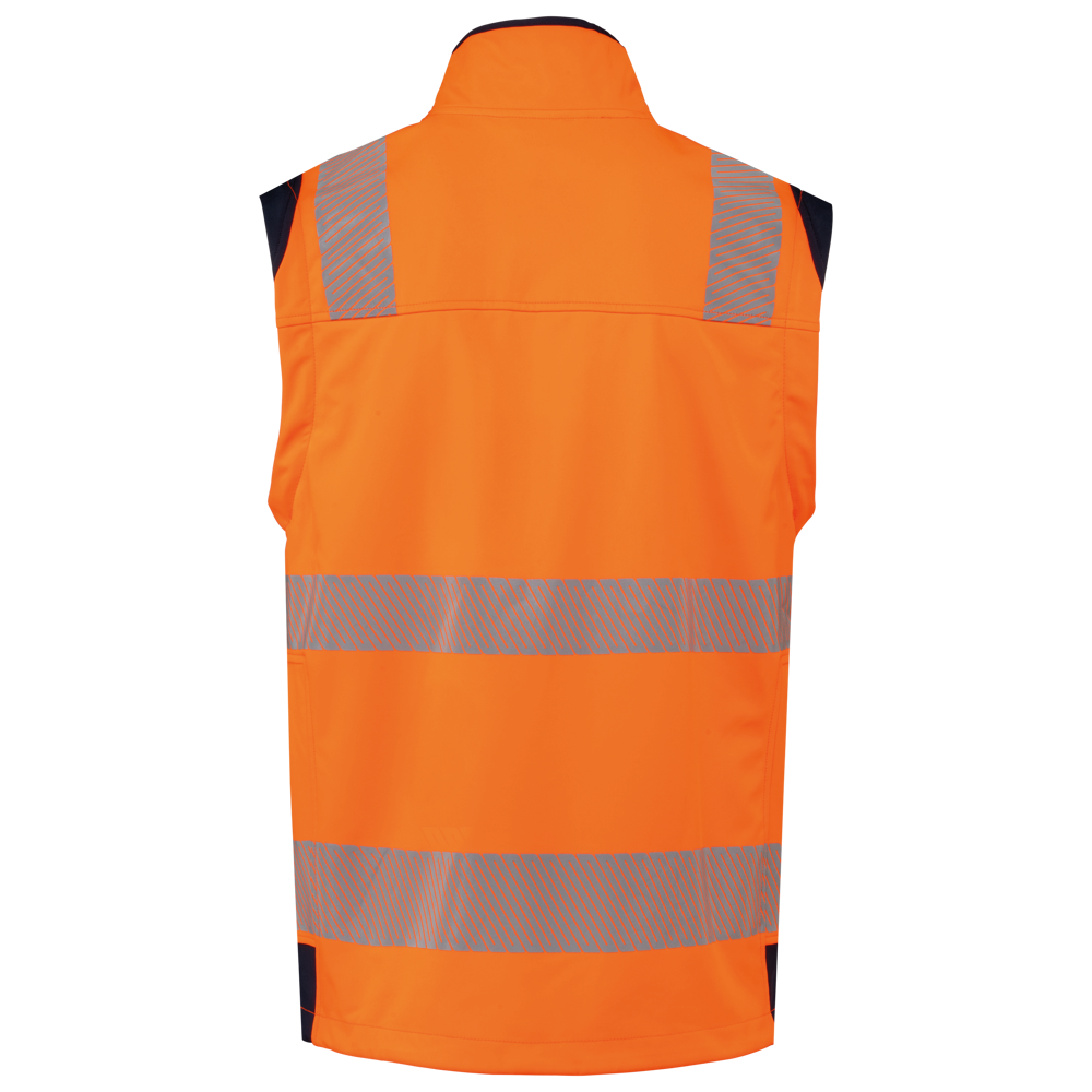 WK618 - Gerecycled HI-VIZ VEILIGHEIDSHESJE met rits - Hi Viz Orange / Navy