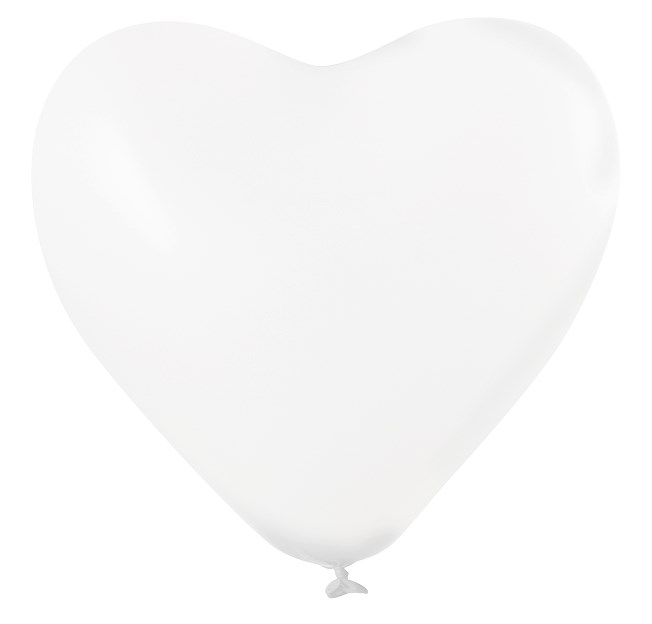 Onbedrukt hartvorm 85/95 cm Ø 33 cm / 11 inch - Wit (1100) Pastel