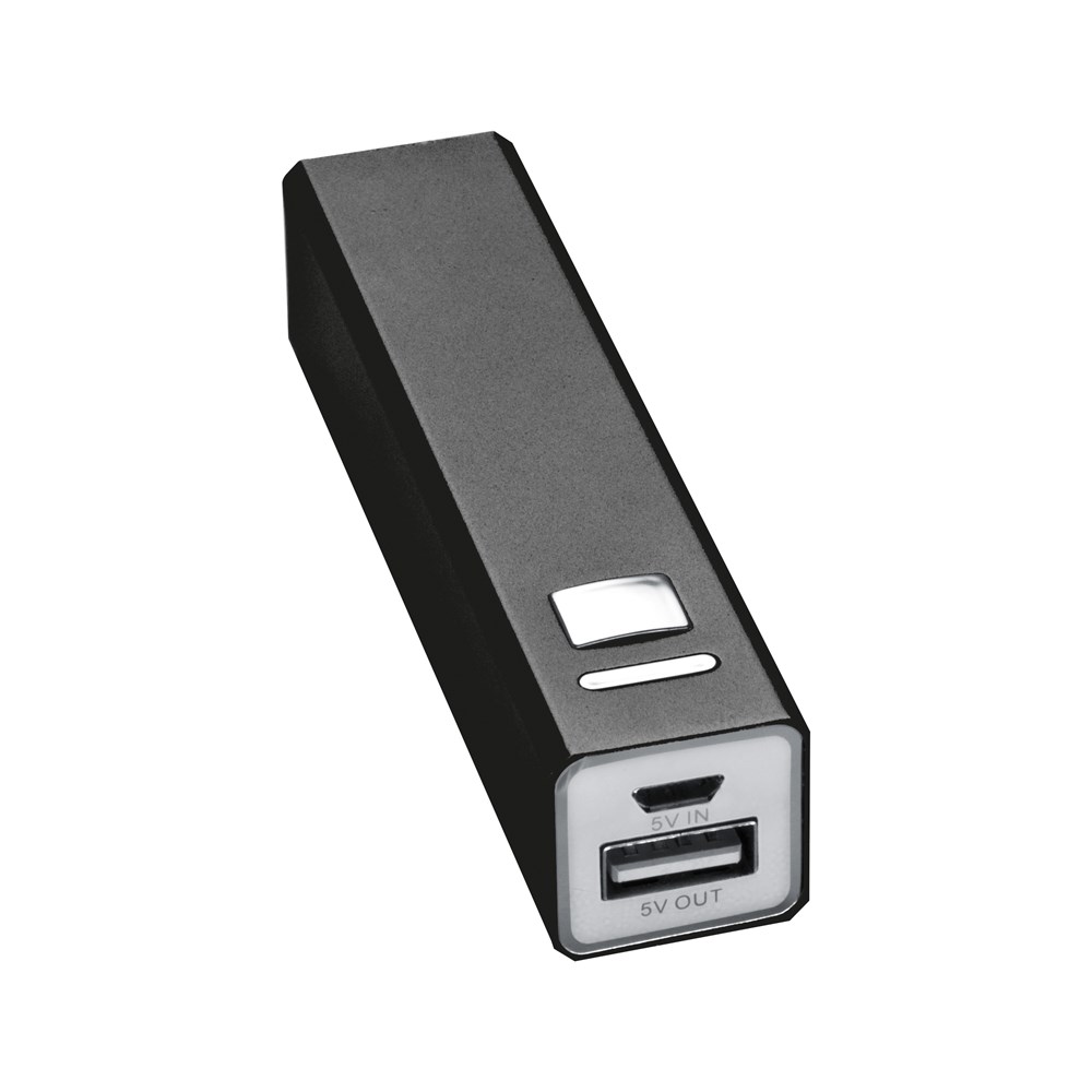Powerbank, metaal - Zwart