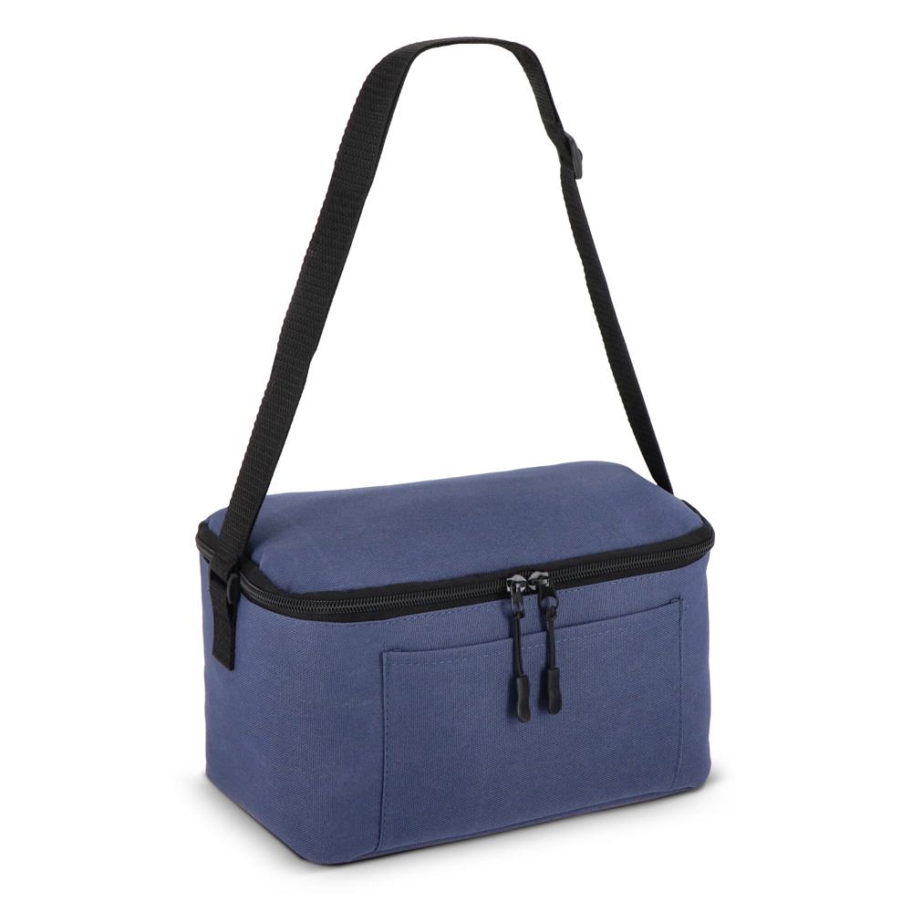600D gerecycled PET koeltas voor 6 blikjes 25 x 14.5 x 15.5 cm 5 L - donkerblauw