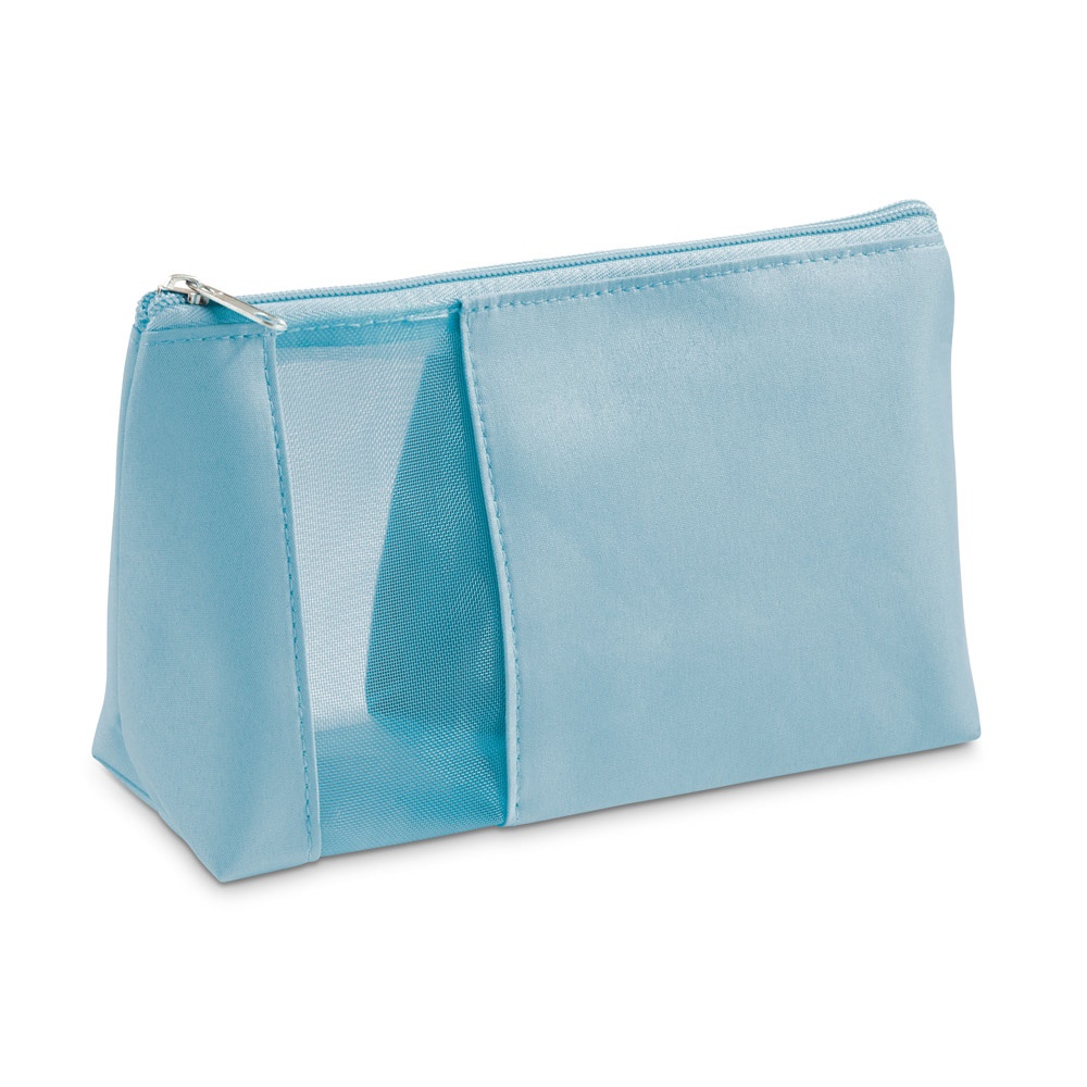 ANNIE. Make-up tasje van microvezel en mesh - Licht blauw