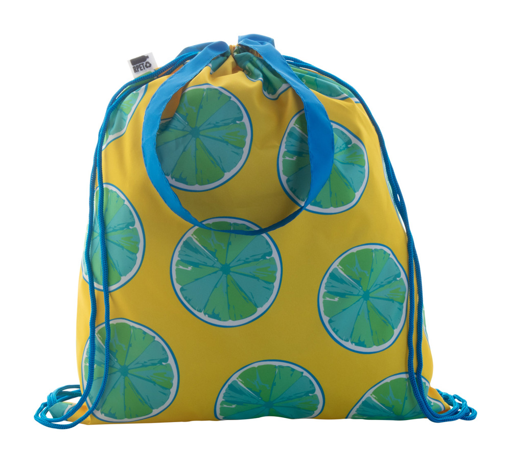 CreaDraw Shop RPET - custom made tas met trekkoordsluiting - blauw/wit