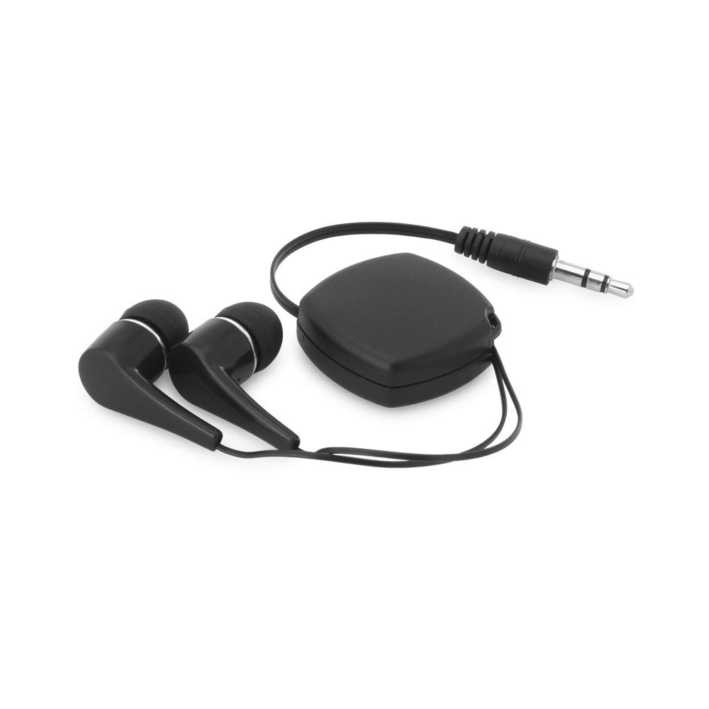 PINEL. Intrekbare koptelefoon met 0.75 m ABS-kabel - Zwart