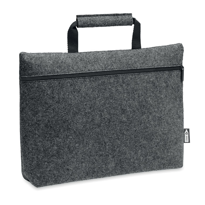 TAPLA - RPET vilt laptop tas met rits - Steengrijs