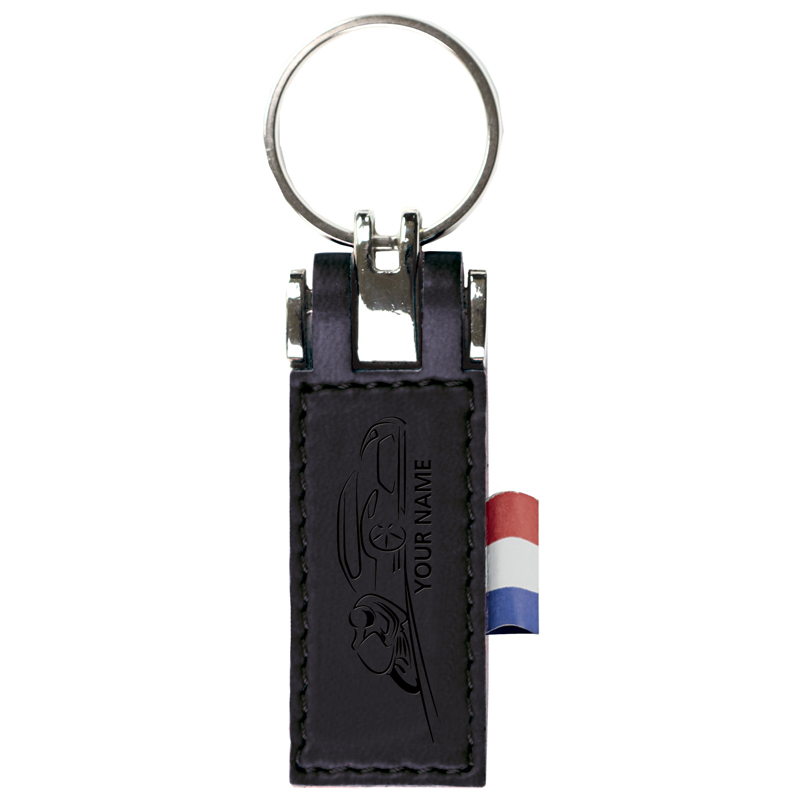 Sleutelhanger P02510F, Leder, Zwart
