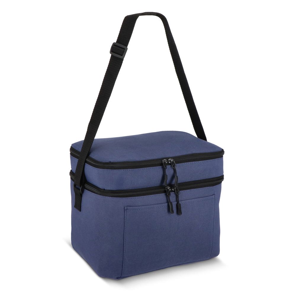 600D gerecycled PET koeltas met twee vakken 30 x 20 x 24 cm 12 L - donkerblauw