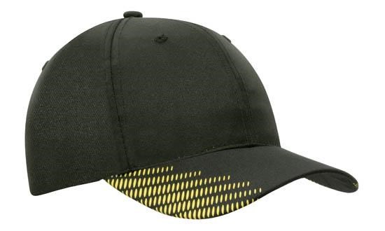 Ademende Poly Twill met klep flash print (4007) - Zwart/Goud