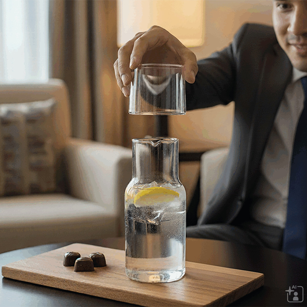 CALMY - Glazen karaf met drinkglas