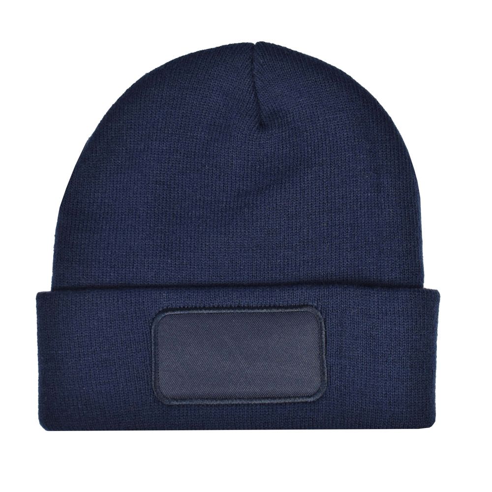 Gebreide muts met label - Navy (PMS 533c) / Navy