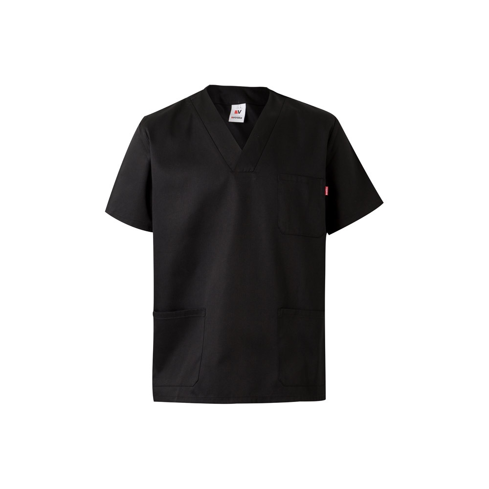 VL ILLAPA. Tuniek van keperstof (190g/m²) met korte mouwen, van polyester (65%) en katoen (35%) - Zwart
