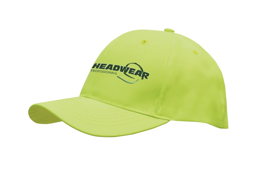 Ademende Poly Twill - 6 Paneel pet (4012) - Hi Vis Groen