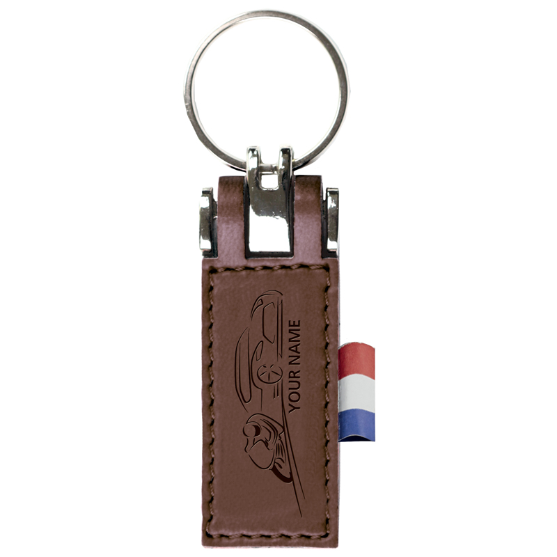 Sleutelhanger P02510F, Leder, Zwart - Bruin