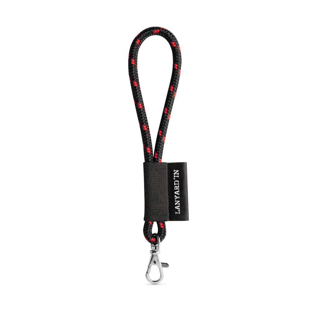 75092. Lanyard NAUTIC Short (Ø 7 mm) set met 9 mm karabijnhaak - Zwart, Rood