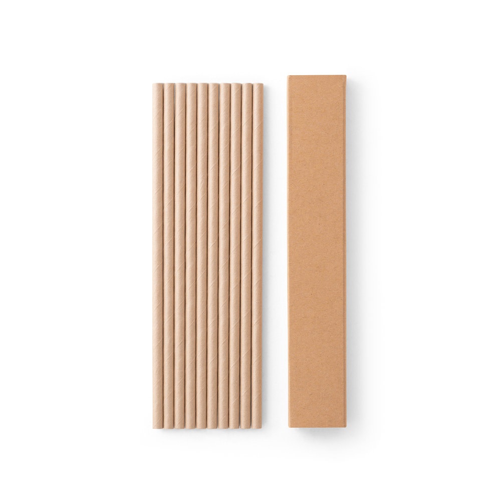 LAMONE. Set van 10 kraftpapieren rietjes