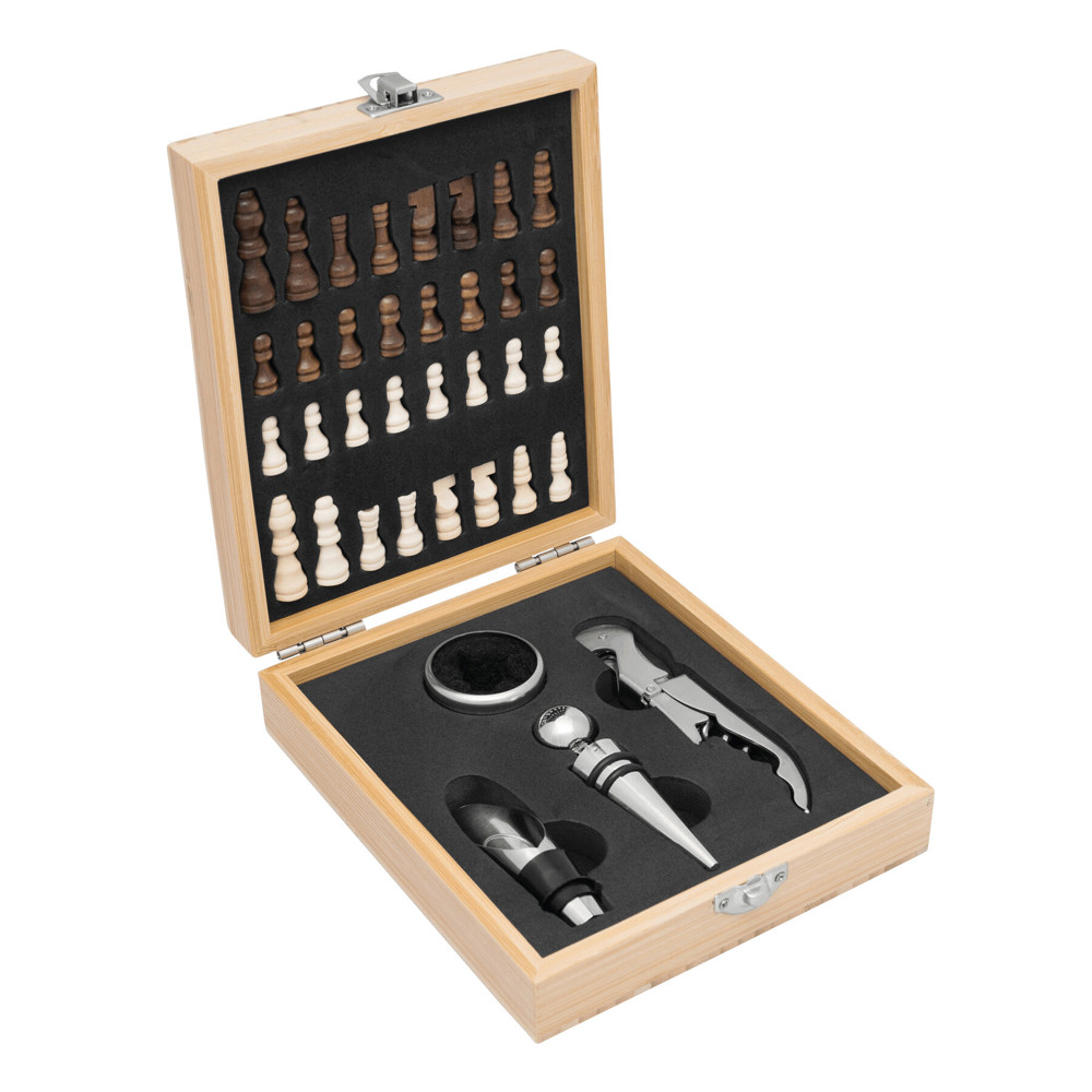 BAMBOO CHESS - Wijnset met schaakspel