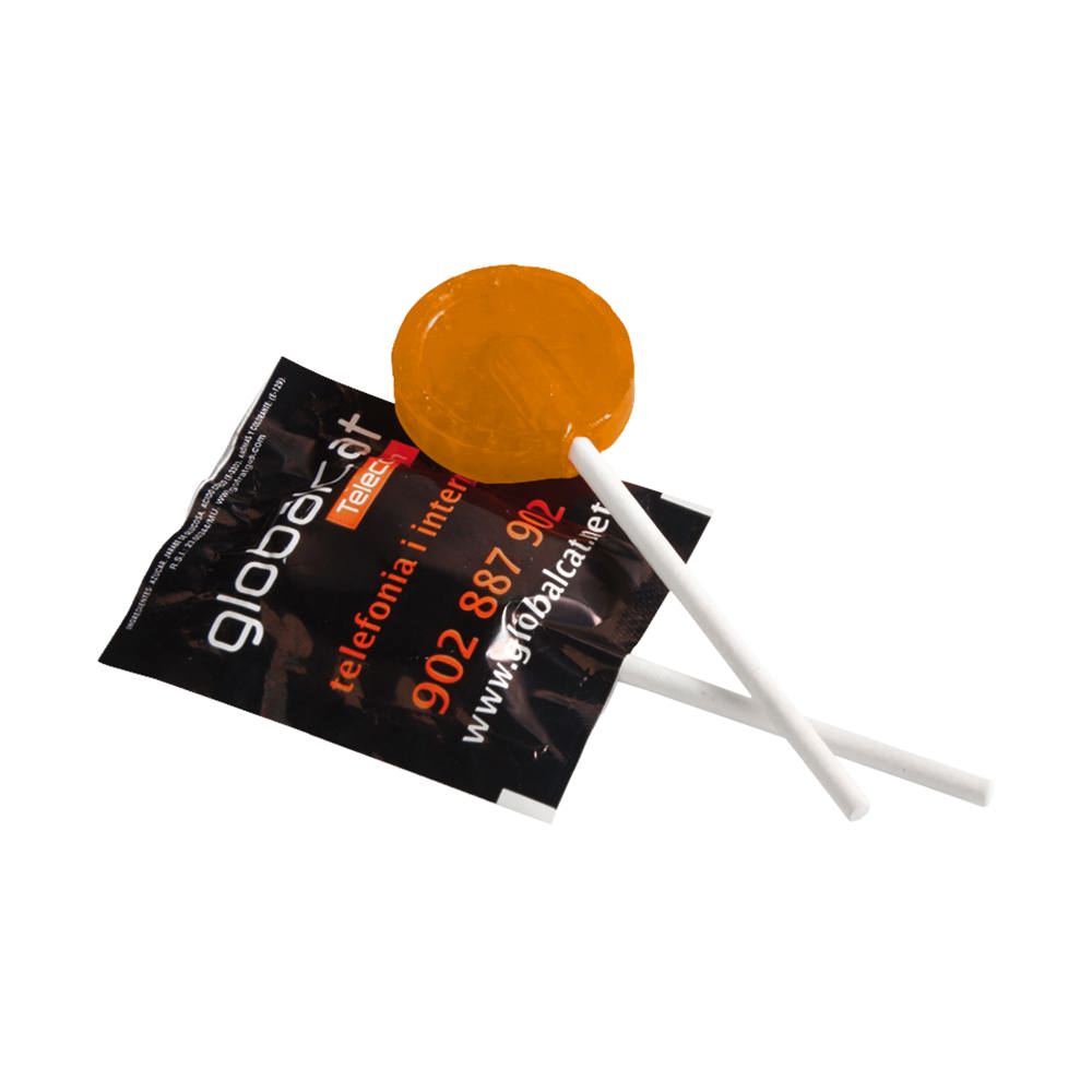 Platte lolly - wit/oranje