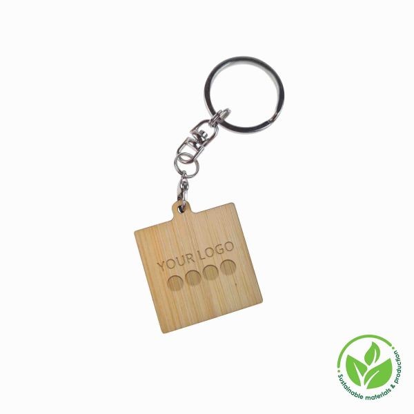 Key Ring Bamboo- Vierkant 30 mm