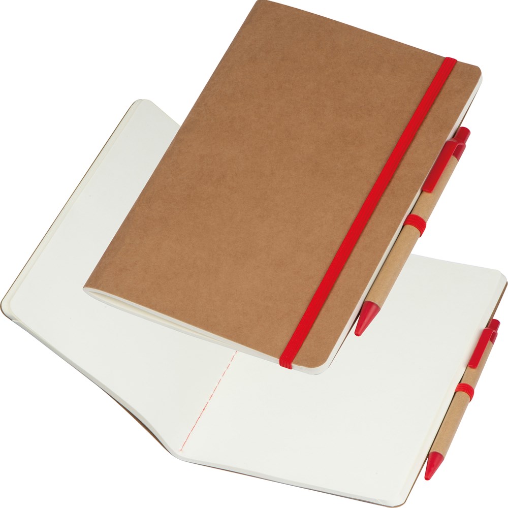 A5 schrift met pen - Rood