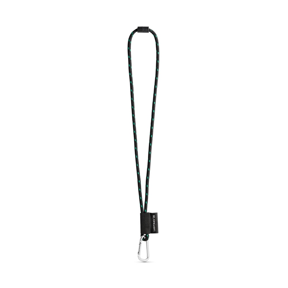 75091. SET Lanyard NAUTIC Lang (Ø 7 mm) met 55 mm D-vormige karabijnhaak en Ø 7 mm veiligheidssluiting - Zwart, Groen