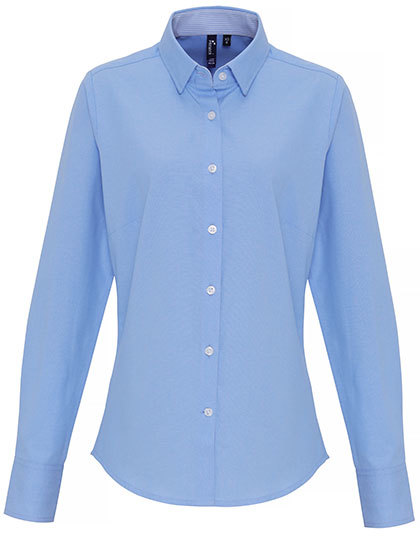 Premier Workwear - Women´s Cotton Rich Oxford Stripes Shirt - Oxford Blue (ca. Pantone 7453C)
