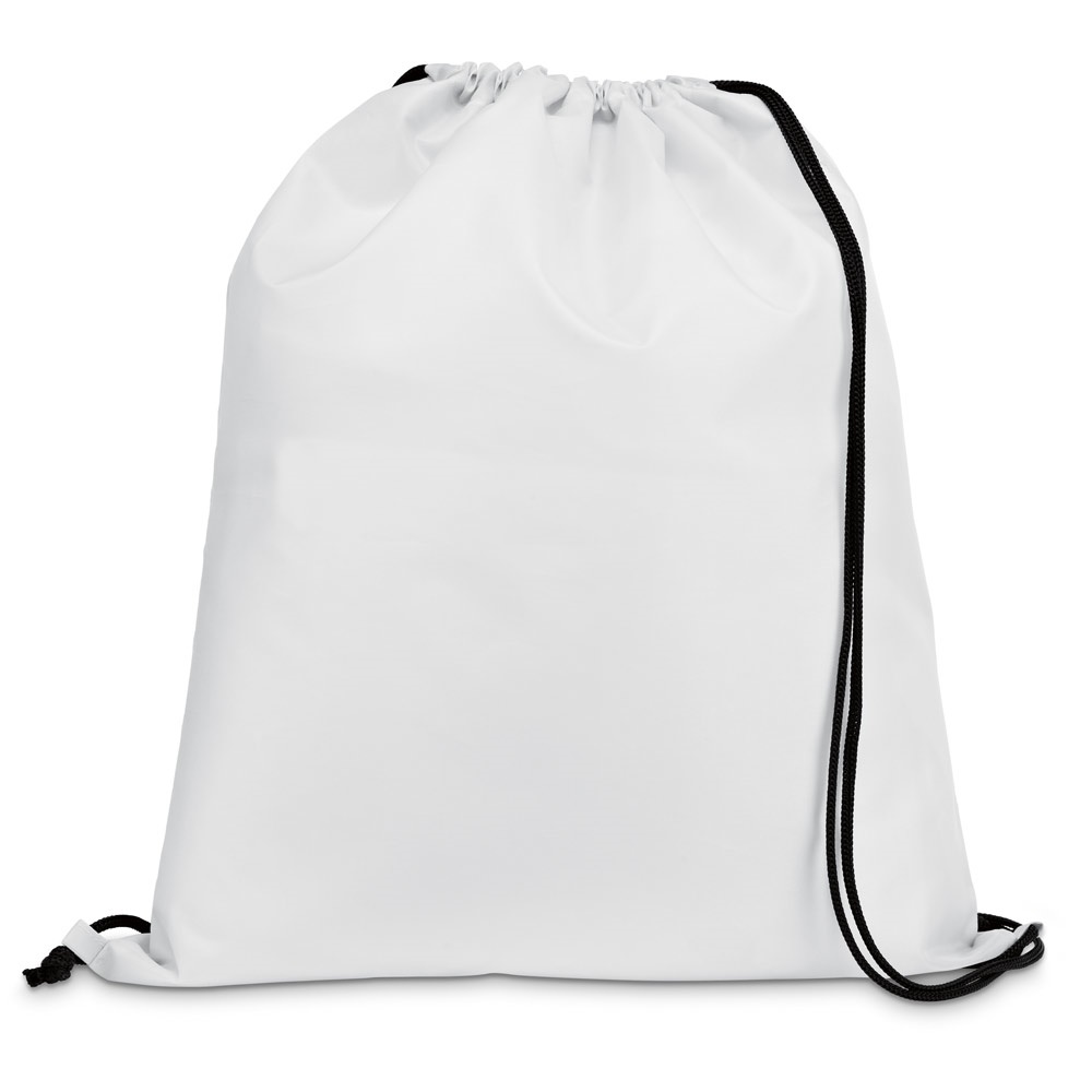 CARNABY. 210D rugzak met zwarte trekkoorden - Wit