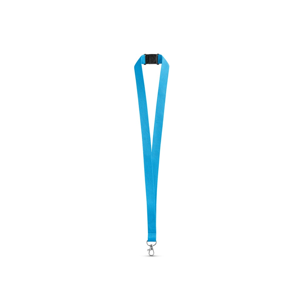 LEEDS. Polyester lanyard met veiligheidssluiting - Licht blauw