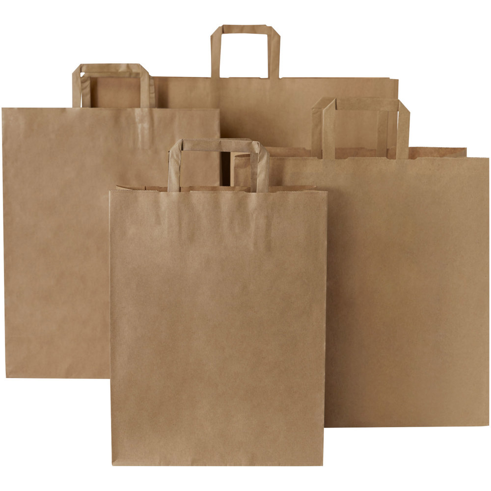 Papieren tas 80-90 g/m2 gemaakt van kraftpapier met platte handgrepen - 25 x 11 x 32 cm