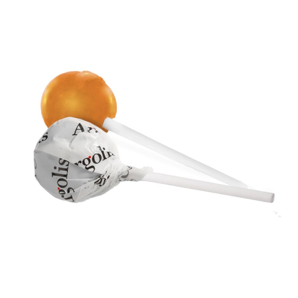 Ronde lolly - wit/oranje