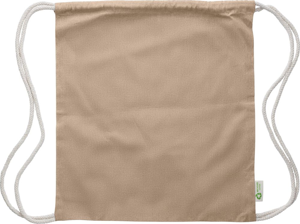 Gerecyclede katoenen (120 gr/m2) trekkoordtas Joy - khaki (écru)
