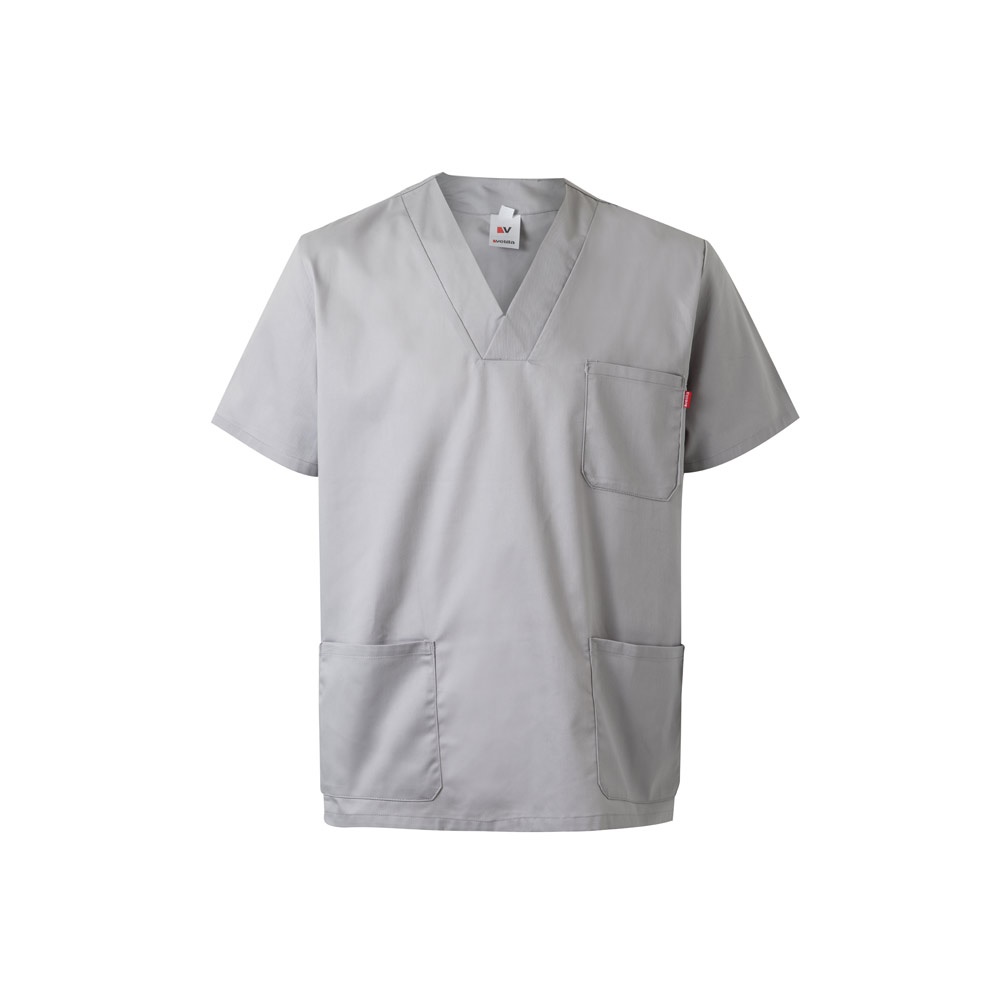 VL ILLAPA. Tuniek van keperstof (190g/m²) met korte mouwen, van polyester (65%) en katoen (35%) - Licht grijs