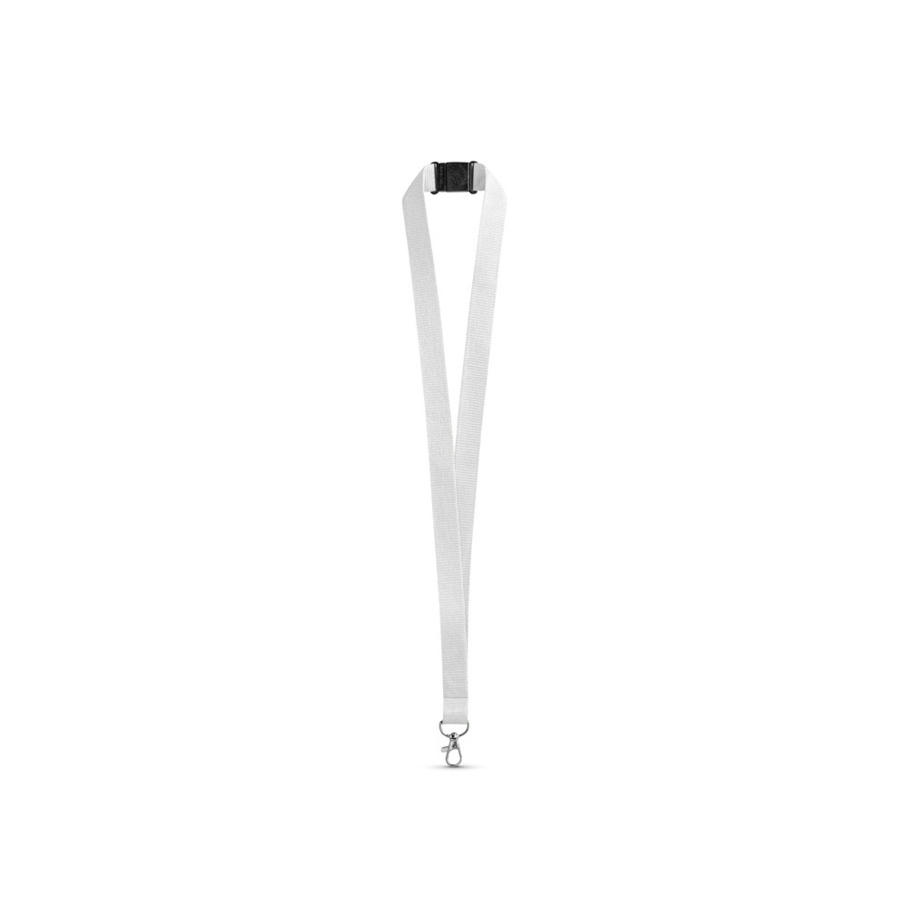 LEEDS. Polyester lanyard met veiligheidssluiting - Wit