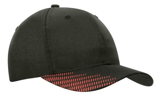 Ademende Poly Twill met klep flash print (4007) - Zwart/Rood