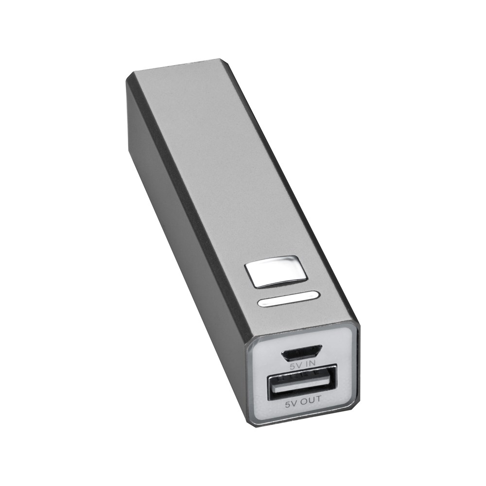 Powerbank, metaal - Zilvergrijs