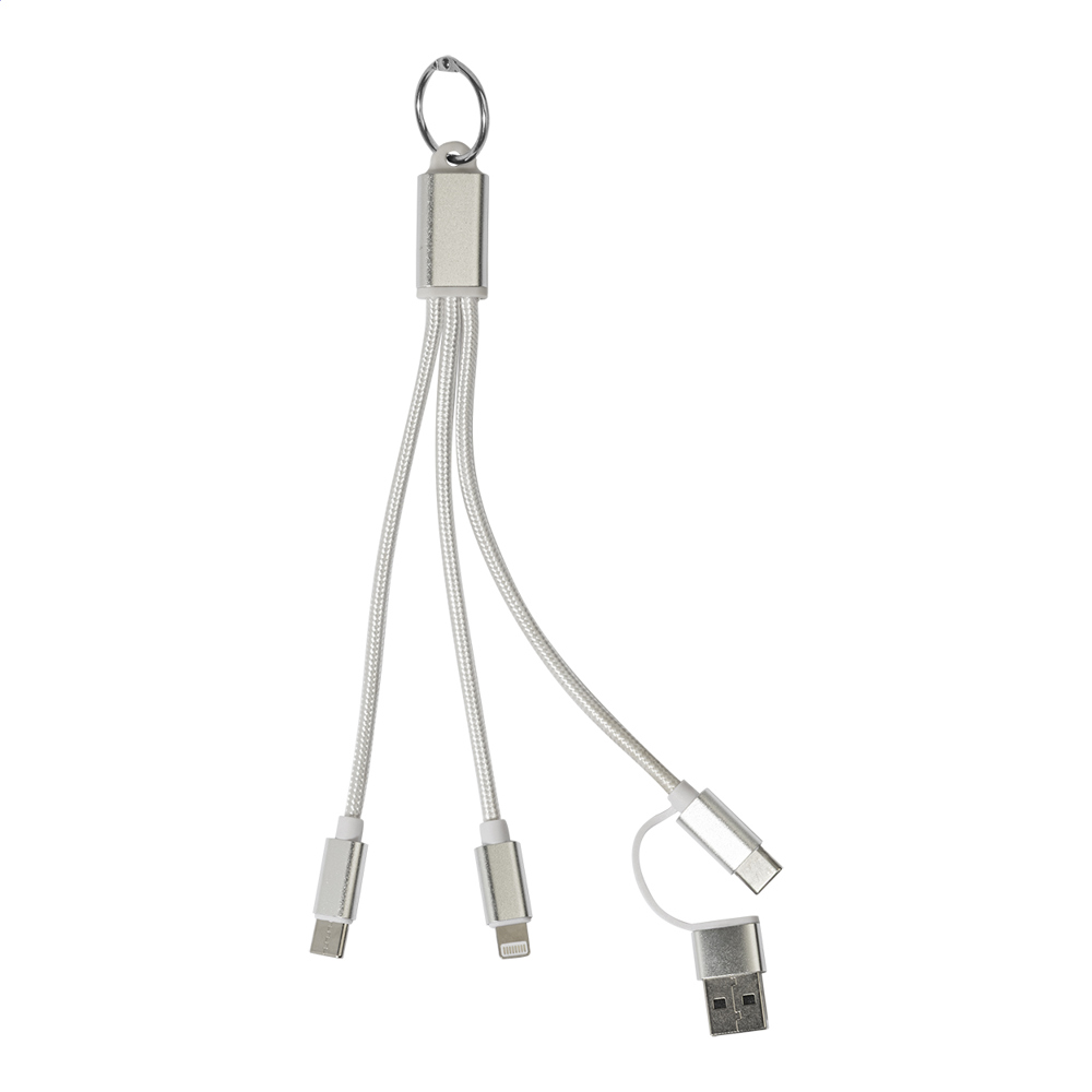Rafob - Sleutelhanger USB oplader kabel - Zilver