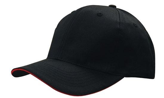 Ademende Poly Twill met sandwich trim (4009) - Zwart/Rood