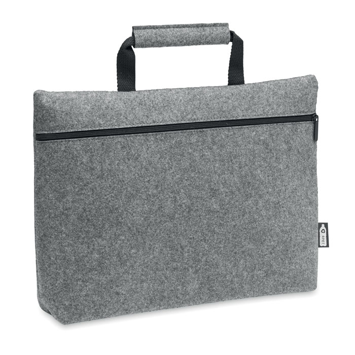 TAPLA - RPET vilt laptop tas met rits - Grijs